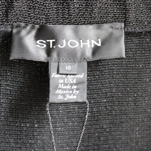St. John Women's Black Caviar Shimmer Wool Blend Knit A-Line Skirt Size 10 NWT - Picture 3 of 7